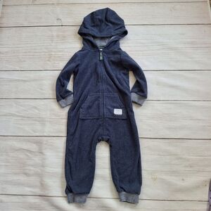 Carter's 18M Sleep And Play Blue Dinosaur Fleece Hooded Romper